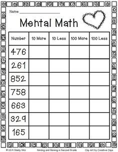 FREE Printable Mental Math Worksheet Math Multiplication Worksheets, Third Grade Math Worksheets, Mental Maths Worksheets, Maths Worksheets, Math Sheets, 2nd Grade Math Worksheets, Algebra Worksheets, Math Multiplication, Printable Math Worksheets