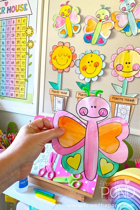 Butterflies On The First Day Of School, Saturday Activities, Craft For Kindergarten, Butterfly Release, Teaching Printables, Early Years Classroom, Butterfly Craft, Spring Butterfly, Spring School