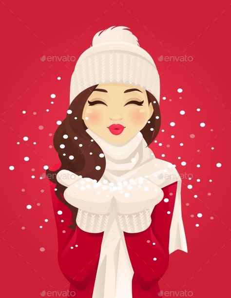 Red Background, Young Woman, Vector Images, Vector Illustration, Red, Clothes