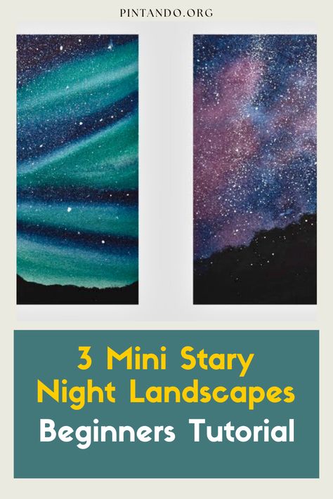 Discover the magic of easy watercolor landscapes! Our latest video tutorial guides beginners and seasoned artists in creating three mesmerizing mini Starry Night landscapes. Unleash your inner artist with step-by-step instructions and create captivating night skies, stars, and landscapes. Join us on this artistic journey, and let's paint the night away! Night Painting Easy, Paint The Night, Watercolor Landscapes, Step By Step Watercolor, Night Landscape, Watercolor Paintings Tutorials, Night Painting, Easy Watercolor, Painting Tutorials