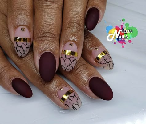 Brown Polish Nail Designs, Maroon And Brown Nails, Brown And Maroon Nails, Stamp Nail Art, Maroon And Leopard Nails, Short Burgundy Nails, Burgundy And Cheetah Nails, Short Dope Nails, Nail Stamping Ideas