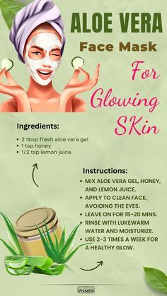 Aloe Vera For Glowing Skin, Aloe Vera Face Mask Recipe, Aloe Vera Mask For Face, Aloe Vera Face Mask Diy Glowing Skin, Alovera Gel For Face At Night, Benefits Of Aloe Vera Gel, Face Mask For Glowing Skin, Mask For Glowing Skin, Aloe Vera Face