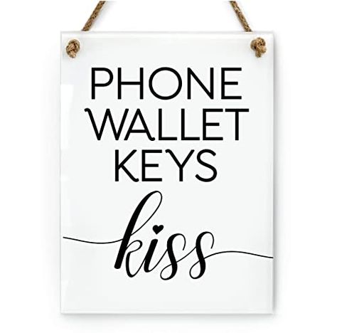 Phone Wallet Keys Sign, Kiss Cute, Wash Hands Sign, Modern Farmhouse Wall Art, Bathroom Rules, Script Words, Cute Decor, Wedding Engagement Gifts, Cute Signs