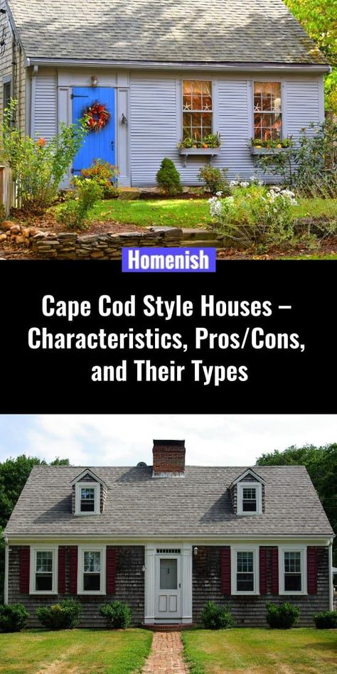 One of the most beloved home architectural designs in the US is the Cape Cod style house. You may have seen hundreds of Cape Cod homes dotted around seaside towns of New England and Massachusetts. Cap Cod Home Exterior, Cape Cod Style Ranch Homes, Cape Cod Cottage Plans, Cape Cod House Exterior Cedar Shakes, 1800s Cape Cod House, Cape Cod House Plans With First Floor Master, Expanded Cape Cod House, Historic Cape Cod House, Cape Cod House Design