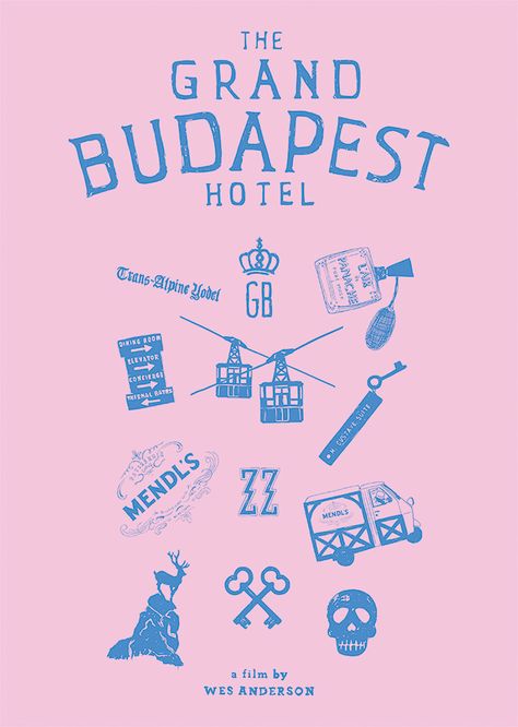 The Grand Budapest Hotel (2014) ~ Minimal Movie Poster by Mark Delaney #amusementphile Grand Budapest Hotel Poster, Hotel Poster, Wes Anderson Aesthetic, Lobby Boy, Hotel Budapest, Wes Anderson Style, Pink Movies, The Grand Budapest Hotel, Wes Anderson Movies