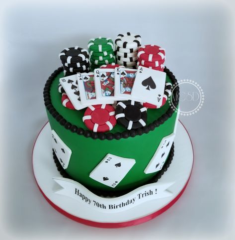 Poker Themed Birthday Cake Simple Casino Cake, Casino Cake Ideas For Men, Poker Grooms Cake, Poker Birthday Cake, Poker Cake For Men, Casino Cake Ideas, Poker Theme Cake, Casino Cakes For Men, Best Under Cabinet Lighting