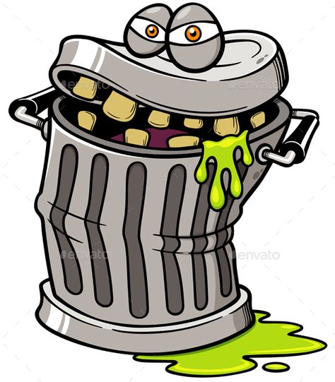 Vector illustration of Cartoon Monster Trash can Dinosaur Outline, Angry Cartoon, Cow Vector, Trash Day, Picture Books Illustration, Cartoon Monsters, Graffiti Characters, Graphic Design Trends, Simple Illustration