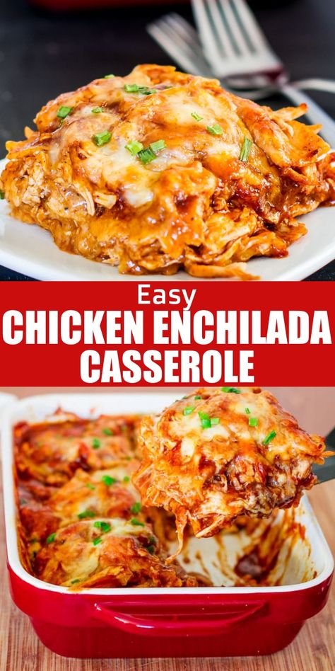 Easy Chicken Enchilada Casserole - CUCINA DE YUNG Enchilada Casserole Chicken, Easy Chicken Dinner Baked, Quick Chicken Recipes Healthy, Casserole Recipes Easy, Enchiladas Easy, Easy Chicken Enchilada Casserole, Chicken Casserole Recipes Healthy, Easy Enchilada Recipe, Recipe Casserole