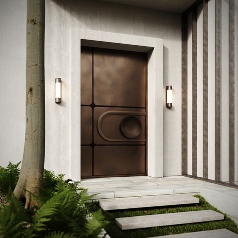 The Copper Crescent Door Metal Front Doors, House Entrance Doors, Copper Door, Materials Board Interior Design, Metal Front Door, Main Entrance Door Design, Main Entrance Door, Luxury Door, Home Door Design