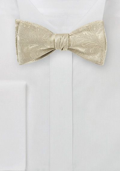 Paisley Silk Bow Tie in Golden Champagne Vintage Hollywood Wedding, Champagne Bow Tie, Wedding Rehearsal Invitations, Wedding Outfit For Boys, Champagne Tie, Rehearsal Invitations, Sasha Obama, Gold Bow Tie, Groom Bowtie