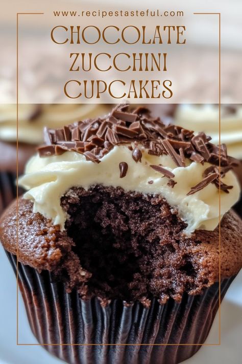 Moist, fluffy, and loaded with chocolate! These cupcakes get an extra boost of goodness from zucchini and are topped with a dreamy orange ganache. Chocolate Zucchini Cupcakes, Orange Ganache, Zucchini Cupcakes, Healthy Cupcakes, Ganache Frosting, Making Chocolate, Cupcake Flavors, Chocolate Zucchini, Indulgent Desserts