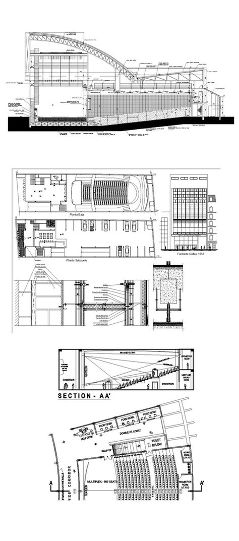 ★【Cinema, Theaters CAD Details Collection V.1】@Auditorium ,Cinema, Theaters Design,Autocad Blocks,Cinema, Theaters Details,Cinema, Theaters Section,elevation design drawings Theatre Plan, Theatre Section, Section Elevation, Cinema Architecture, Auditorium Design, Cinema Theater, Theater Architecture, Cinema Design, Autocad Blocks