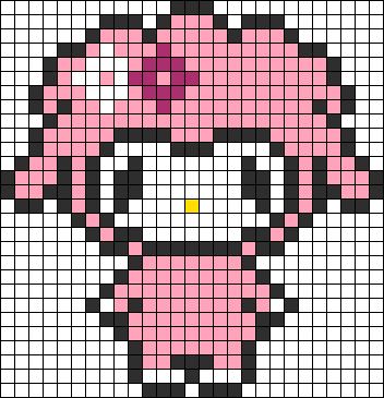 Betty Boop Perler Beads, Sanrio Grid Pattern, Sheep Sanrio, Sanrio Pixel Art Grid, Sanrio Perler Beads, Sanrio Perler Bead Patterns, Pixel Art Sanrio, Sanrio Minecraft, Sanrio Pixel Art