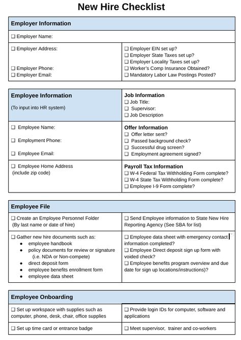 How to Create a New Hire Checklist ... New Hire Checklist, Onboarding New Employees, New Employee Orientation, Employee Handbook Template, Onboarding Checklist, Hr Jobs, Employee Onboarding, Employee Development, Bookkeeping Business