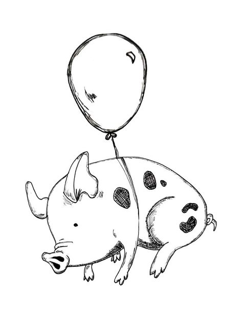 Flying Pig Cartoon, Flying Pig Drawing, Flying Pig Tattoo, Pig Doodle, Pig Drawings, Pig Sketch, Farm Animal Painting, Fly Drawing, Pig Tattoo