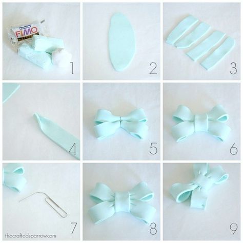 Polymer clay bow Bow Necklace Tutorial, How To Make Ceramic, Giant Bow, Make A Bow, Clay Diy Projects, Bow Tutorial, Necklace Tutorial, Sugar Craft, Bow Necklace