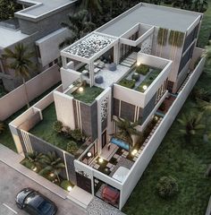 Latefa VILLA | KSA on Behance Casas The Sims Freeplay, House Projects Architecture, Home Designs Exterior, A Modern House, Best Modern House Design, Modern Villa Design, Modern House Facades, Modern Exterior House Designs, Model House Plan