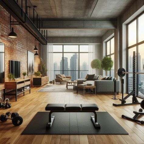 Maximize your apartment's potential with these efficient gym solutions perfect for small living spaces. For more home gym inspiration and ideas created by AI. Follow us for more content and assistance in planning your home and commercial gym spaces.
Best Home Gyms | Interior Design | PT Personal Training Space | Gym Lighting and Flooring | Exercise Equipment Home Gym Design | Commercial Gym Design | Layout & Planning | Strength Training | Yoga Room | Pilates | Cardio Workouts | Health and Fitness | Barn, Shed, and Shipping Container Gyms | Garage Gym Ideas | Brick Loft Apartment, Loft Apartment Layout, Exposed Brick Loft, Industrial Loft Apartment, Loft Style Living Room, Loft Apartment Industrial, Sleek Fireplace, Loft Windows, Industrial Living Room