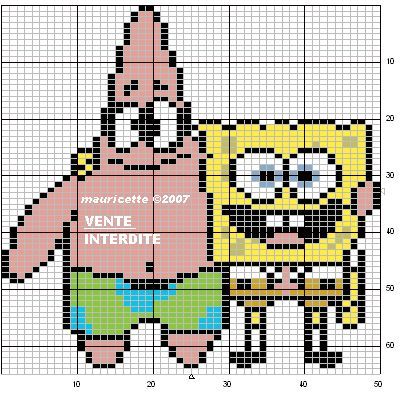 Spongebob, Patrick o'brian and Perler bead patterns on Pinterest Spongebob Cross Stitch, Stitch Character, Pixel Art Templates, Motifs Perler, Pixel Crochet, Hama Beads Patterns, Stitch Cartoon, Minecraft Pixel Art, Baby Cross