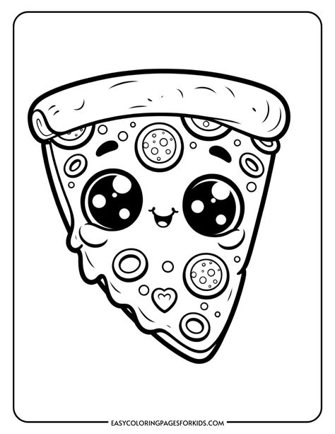 A variety of pizza coloring pages for kids, including different designs like classic pepperoni, veggie pizza, and other fun toppings. Perfect for children to color and enjoy. Cute Food Coloring Pages, Pizza Coloring Page, Easy Coloring Pages For Kids, Fall Leaves Coloring Pages, Bat Coloring Pages, Creative Pizza, Kids Pizza, Ice Cream Coloring Pages, Monster Truck Coloring Pages