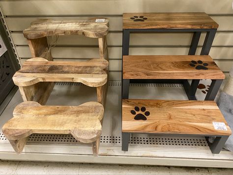 Wood and metal stairs for dogs. Found @homegoods Feb '22 Wooden Dog Stairs, Dog Steps For Bed Diy Pet Stairs, Dog Stairs For Bed Diy, Dog Steps For Bed Diy, Diy Dog Stairs, Stairs For Dogs, Pet Stairs For Bed, Dog Stairs For Bed, Dog Steps For Bed