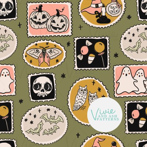 Silly Halloween, Cute Halloween Pattern, Cute Halloween Pattern Wallpaper, Ghost Pattern, Halloween Colors, Halloween Cricut, Simple Halloween Patterns, Halloween Pattern, Halloween Stamps