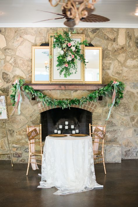 Spring wedding. Spring florals. Blush, ivory, sage green, magenta wedding colors. Reception florals. Blush table cloths. Arkansas Spring wedding at St. John's Chapel by the Creek in Benton, Arkansas. Sweetheart table. Reception table for bride and groom. Mr. and Mrs. wooden signs for Bride and Groom. Table For Bride And Groom, Wedding Colors Sage, Magenta Wedding Colors, Benton Arkansas, Reception Florals, Wedding Food Stations, Magenta Wedding, Free Wedding Printables, Spring Florals