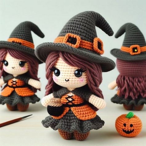 Amigurumi Crochet Archives - Page 14 of 15 - Yours Patterns Crochet Stuffys, Witch Amigurumi, Witch Crochet, Halloween Witch Dolls, Striped Crochet Blanket, Halloween Tutorial, Cute Witch, Crochet Halloween, Halloween Crochet Patterns