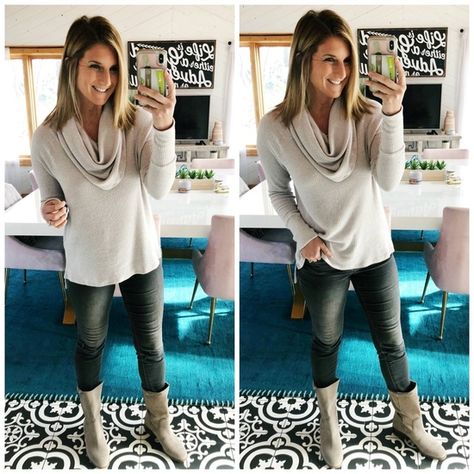 How to Style Mid Calf Boots // Slouchy Boots // Sole Society // Old Navy Built In Warm Skinny Jeans // Tunic with Skinny Jeans and Boots // Winter Style // Winter Fashion #shopthelook #solesociety #midcalfboots #slouchyboots #oldnavy #tunicandjeans #winterfashion #winterstyle Outfits With Mid Calf Boots, How To Wear Mid Calf Boots, Mid Calf Boots Outfit, Calf Boots Outfit, Jeans Boots Outfit, Teen Couple, Gno Outfit, Winter Boots Outfits, Living In Yellow