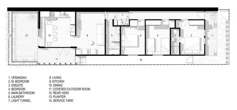 Image 26 of 28 from gallery of Light Corridor House / FIGR Architecture & Design. Floor Plan Sutton House, Vacation House Plans, Urban Housing, Long House, Architectural Floor Plans, Brick Architecture, Apartment Plans, Architect House, Design Drawings