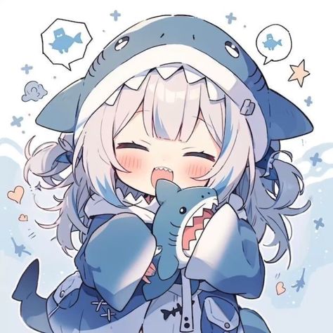 Kawaii gawr gura Photo Kawaii, Seni Korea, Shark Girl, Images Kawaii, Chibi Anime Kawaii, Cute Shark, Kraf Diy, Cute Anime Chibi, Cute Doodles Drawings