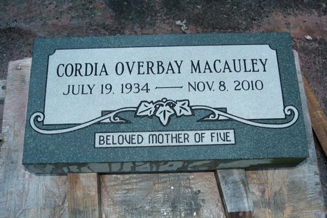 Flat Grave Markers, Flat Headstones, Grave Monuments, Granite Memorial, Grave Headstones, Tombstone Designs, Granite Headstones, Cemetery Headstones, Grave Markers