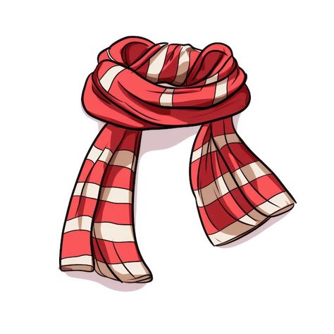 Premium Photo | A cute red winter scarf simple line art with color on isolated white background Line Art With Color, Red Winter Scarf, Red Scarf Winter, Art With Color, Scarf Drawing, Cute Winter Hats, Simple Line Art, Learning English For Kids, Cute Scarfs