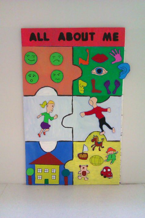 Bulletin board idea for "Who am I?" theme and subtitles of the theme (Feelings, My Body, Senses, My Toys, My School) All About Me Preschool Theme, Me Preschool Theme, Theme Board, School Kids Crafts, School Pics, All About Me Preschool, Stick Crafts, Board For Kids, Face Sketch