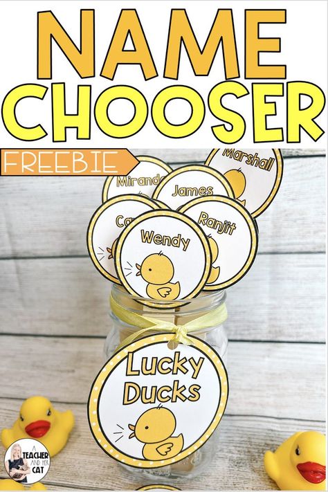 Name Picker Classroom, Duck Theme Classroom Decor, Lucky Ducks Classroom Jar, Popsicle Stick Names Classroom, Duck Classroom Decor, Rubber Duck Classroom Theme, Lucky Ducks Classroom Management, Lucky Ducks Classroom, Student Reward System