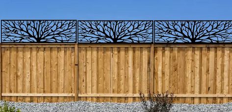 Fence Topper - Etsy Hog Wire Fence, Decorative Garden Fence, Family Tree Wall Decor, Outdoor Metal Art, Marine Paint, Decorative Garden Fencing, Fence Toppers, Metal Tree Wall Art, Family Tree Wall