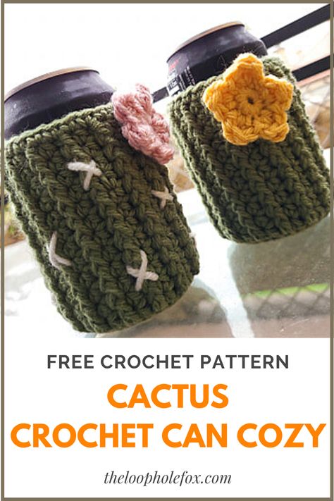 Keep your hands from getting too cold this summer with this crochet can cozy. This adorable cactus cozy is a crochet can koozie free pattern that works up quickly and is easy to customize for any personality. Create as many different cactus can cozy's as you like with this easy and free crochet pattern. Easily doubles as a crochet beer cozy to keep your beverage nice and cool this summer. #crochetcancozy #summercrochetideas #summercrochetpatterns #freecrochetpattern Crochet Yeti Cozy, Can Cozies Crochet, Crochet Cactus Cup Cozy, Diy Crochet Cup Cozy, Crochet Can Cozy Pattern, Tea Cup Crochet Pattern, Free Crochet Can Cozy Patterns, Easy Crochet Gifts Free Pattern, Coozie Crochet Pattern Free