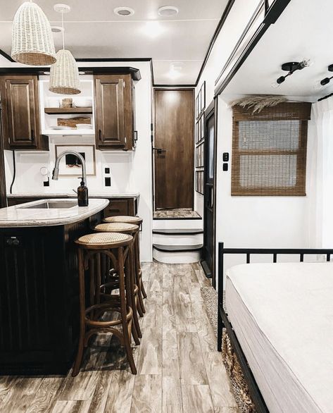 10 Years In Their RV Turned Tiny Cottage: Meet The Behrens Western Rv Decorating Ideas, Western Camper Remodel, Rv Interior Remodel, Camper Trailer Remodel, Tiny House Talk, Diy Camper Remodel, Rv Homes, Build A Camper Van, Travel Trailer Remodel