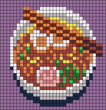 Ramen Pixel Art, Crochet Grid, Pixel Grid, Noodles Soup, Cross Stitch Fonts, Pixel Art Tutorial, Grid Patterns, Embroidery Wall Art, 8bit Art