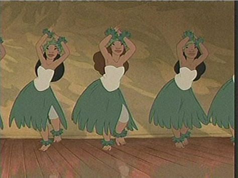 Swaying hula dancers from Lilo and Stitch Moana Core, Hawaii Dance, Stage Illustration, Dancing On Stage, Hula Dancing, Female Of The Species, Dance Gif, Hula Dancers, Dancing Gif