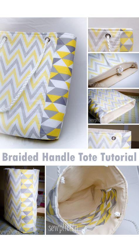 Braided Handle Tote Bag Tutorial Diy Handle, Clothesline Diy, Free Sewing Patterns For Beginners, Sewing Patterns For Beginners, Tote Tutorial, Invisible Stitch, Diy Tote, Tote Bag Tutorial, Cool Braids