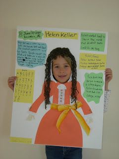 2008-11-25 Helen Keller Poster Board Project, Biography Project Elementary, Wax Museum School Project, Helen Keller Biography, Biography Poster, Book Report Ideas, Teaching 3rd Grade, Friday Activities, Biography Projects