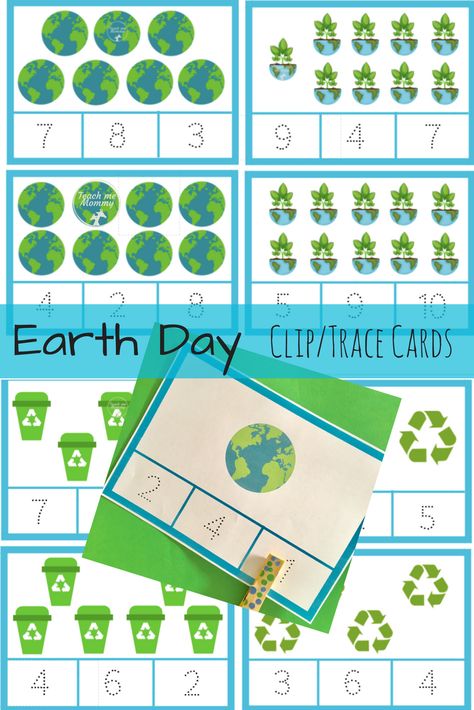 Earth Day clip and trace counting cards Earth Math Activities Preschool, Recycle Preschool Activities, Earth Day Math Activities Preschool, Earth Day Preschool, Earth Day Activities For Preschoolers, Earth Day Prek, Earth Day Math Activities For Toddlers, Earth Day Math Preschool, Earth Day Counting Activities