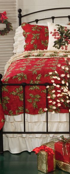 Rustic Christmas Bedding Collection | Christmas Decor Christmas Bedding Decor, Rustic Chic Bedroom, Holiday Bed, Country Quilt, Christmas Duvet Cover, Christmas Duvet, Christmas Country, Guest Bedroom Design, Christmas Cottage