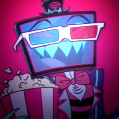 Vox Hazbin, Eating Popcorn, Cod Zombies, Silly Guy, Hotel Trivago, Tmnt Artwork, Cool Glasses, Samsung Tvs, Vivziepop Hazbin Hotel