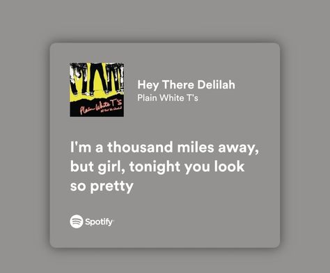 Hey There Delilah, Plain White Ts, Plain White T's, Spotify Lyrics, Hey There, Plain White, White T, White