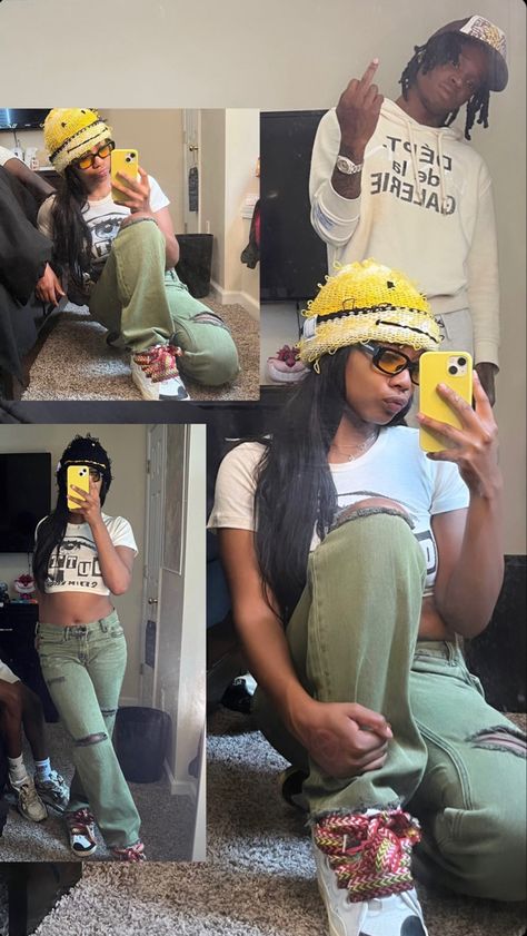 Yellow Beanie Outfit, Outfit Black Women, Yellow Beanie, Beanie Outfit, Boots Outfits, Beanie Black, Swag Outfits For Girls, Tomboy Style Outfits, Cute Fit