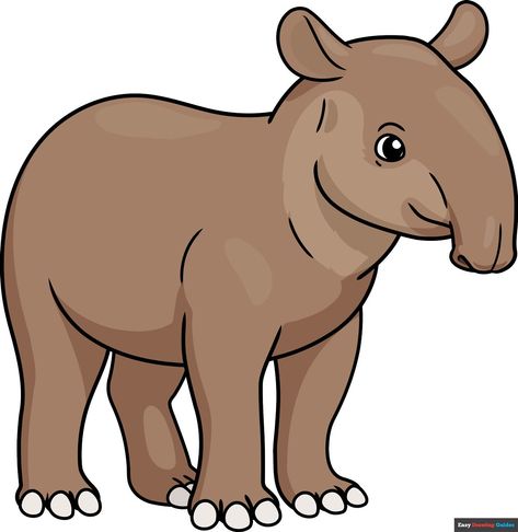 Learn How to Draw a Tapir: Easy Step-by-Step Drawing Tutorial for Kids and Beginners. See the full tutorial at https://easydrawingguides.com/how-to-draw-a-tapir/ Tapir Drawing, Elephant Face Drawing, Llama Drawing, Jungle Drawing, Sloth Drawing, Drawing Guides, Cartoon Drawing Tutorial, Easy Drawing Tutorial, Drawing Tutorials For Kids