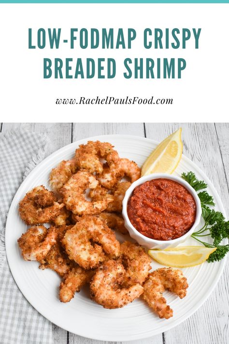 Dr. Rachel’s favorite low-FODMAP Crispy Breaded Popcorn Shrimp recipe for a fun, family friendly seafood dish in under 30 minutes. Gluten-free and IBS-friendly! Popcorn Shrimp Recipe, Low Food Map Diet, Food Map Diet, Fodmap Recipes Dinner, Low Fodmap Recipes Dinner, Fodmap Meal Plan, Low Fodmap Diet Recipes, Fodmap Diet Recipes, Popcorn Shrimp