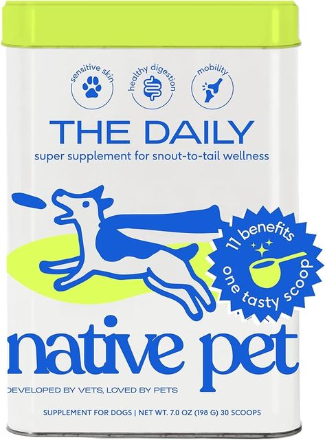 Native Pet The Daily Dog Supplement - 11 in 1 Dog Multivitamin - Tasty Scoop with Dog Vitamins and Supplements - Super Multi Vitamin for Dog - 12 Active Ingredients (7 oz.) Best Dog Supplements, Dog Vitamins, Multivitamin Supplements, Multi Vitamin, Vitamins And Supplements, Pet Supplements, Dog Nutrition, Seasonal Allergies, Dog Supplements